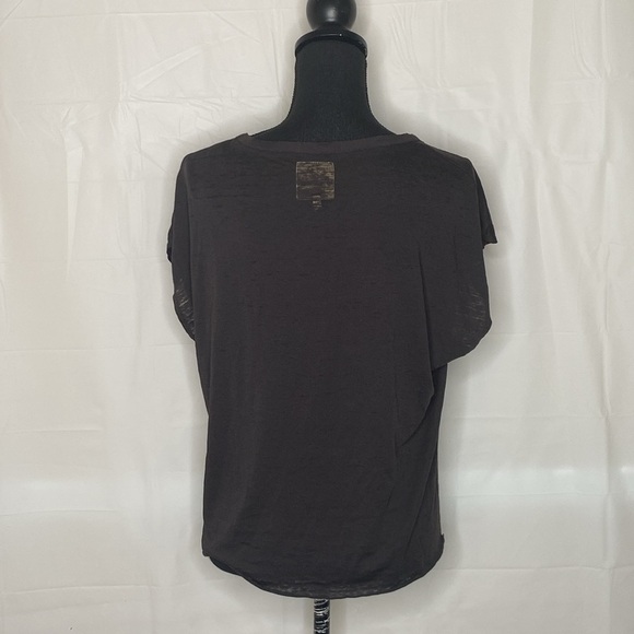 Chaser Women’s Tie Front Scoop Neck Cap Sleeve Dolman Tee Black Top Size M - Picture 5 of 6